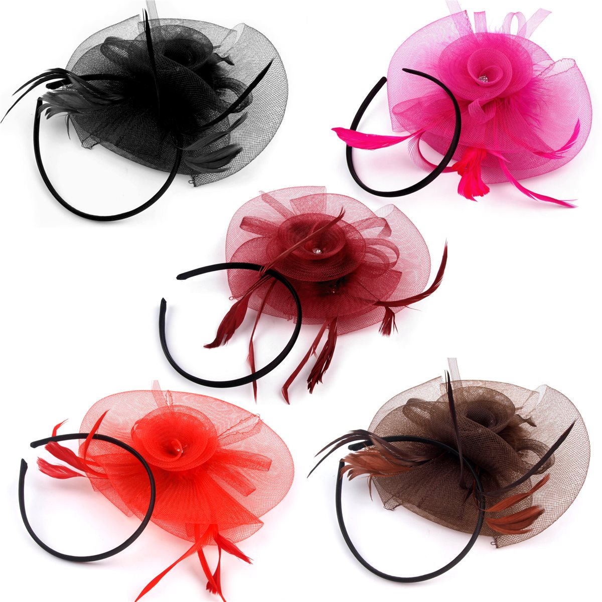 grau Hochzeit Feather Hut Filz Hut f/ür Frauen Frcolor Fascinator Hut